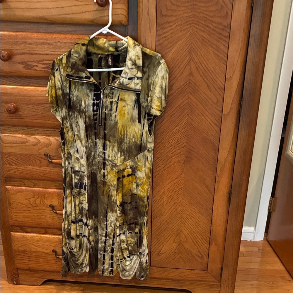 NY Collection Olive and Black Midi Dress